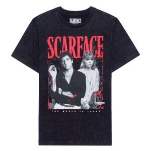 Hybrid Mens Scarface Wash Men S Tee Graphic T-Shirt Black Large